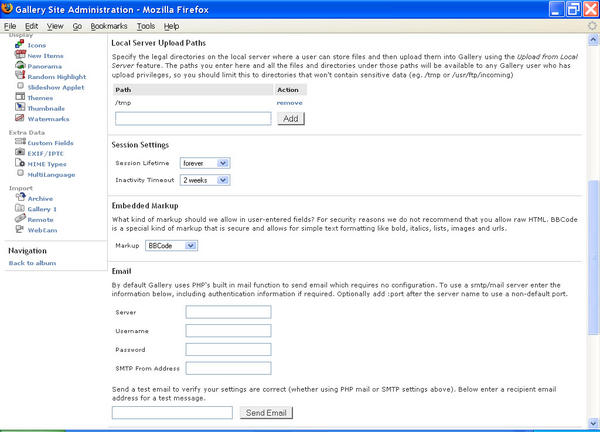 General settings, continued