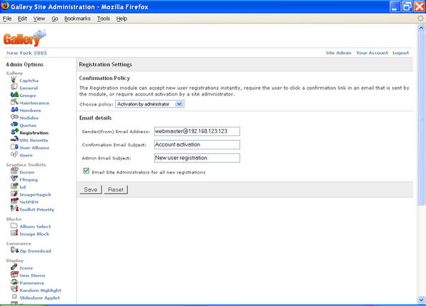 User registration module